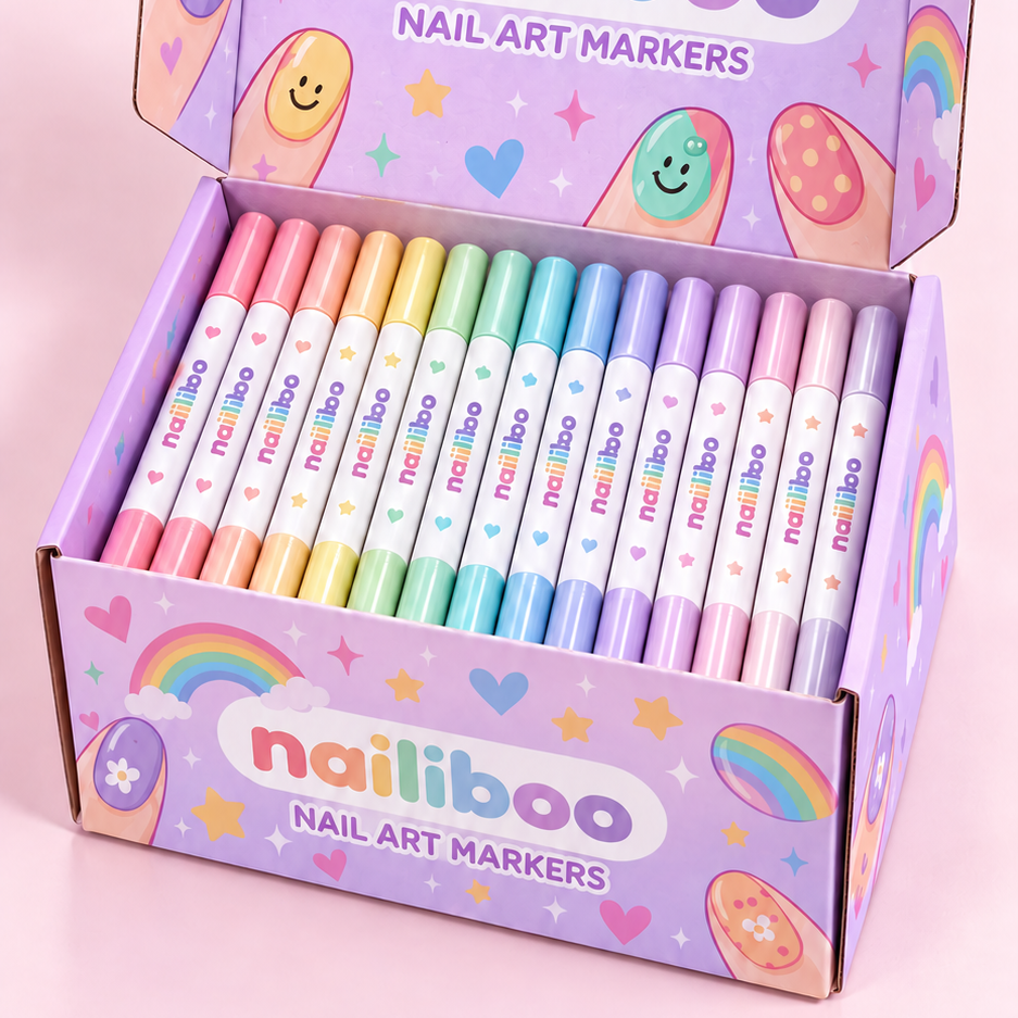 Kids Nail Art Pens, Washable, 12 Colors